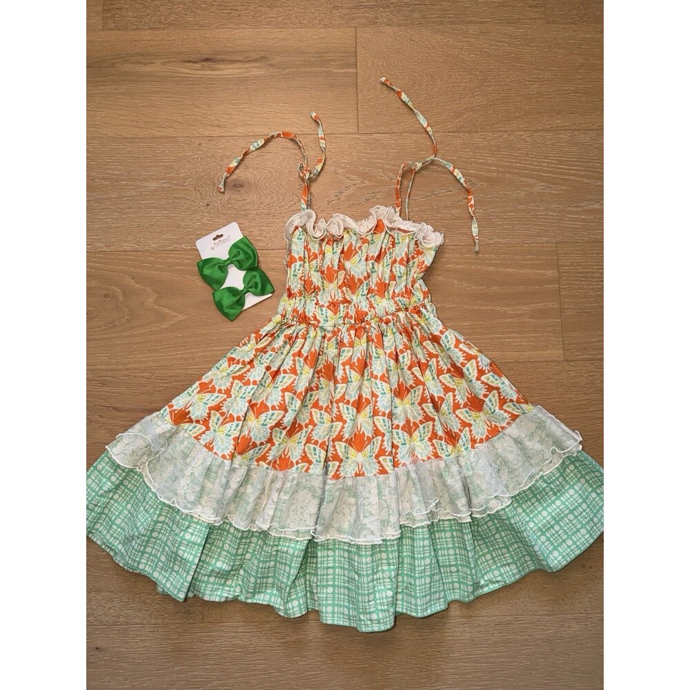 Magpie & Mabel girls dress And new Hair Bows size 6